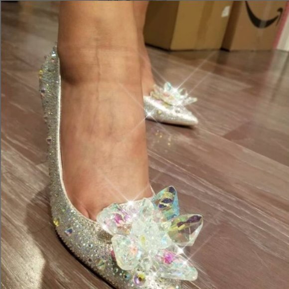 NEW Sparkling Bling Swarovski Crystal Rhinestone Cinderella Wedding Shoe… - Picture 1 of 5
